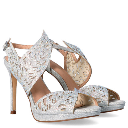 Sandały z asymetryczną cholewką - MENBUR 23938 SREBRNE