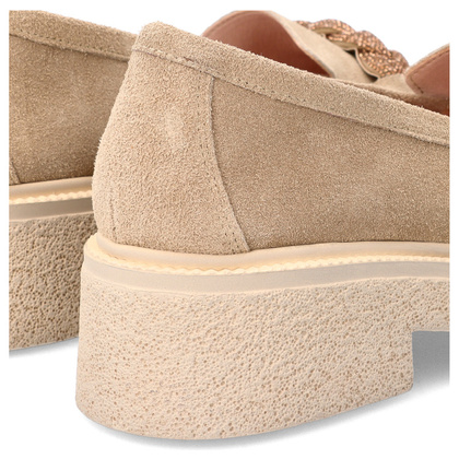 Skórzane mokasyny z ozdobą - TYMOTEO L1054 BEŻOWE