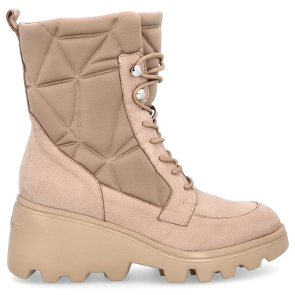 Skórzane botki na platformie - WONDERS G-7004 JASNY BRĄZ