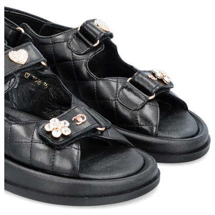 Sandały na rzep z ozdobami - TYMOTEO G1059 CZARNE