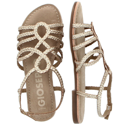 Skórzane płaskie sandałki - GIOSEPPO 71746 ZŁOTE