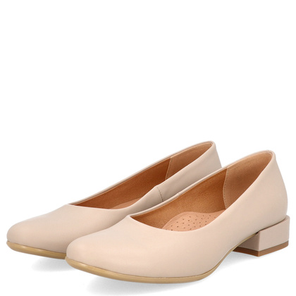 Niskie czółenka z powiększoną tęgością H - TYMOTEO P1019 BEŻOWE