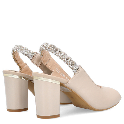Eleganckie sandałki z odkrytą piętą - TYMOTEO 2387 PERŁOWE