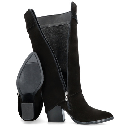 Wysokie kowbojki ze skóry - TYMOTEO G1071 CZARNE