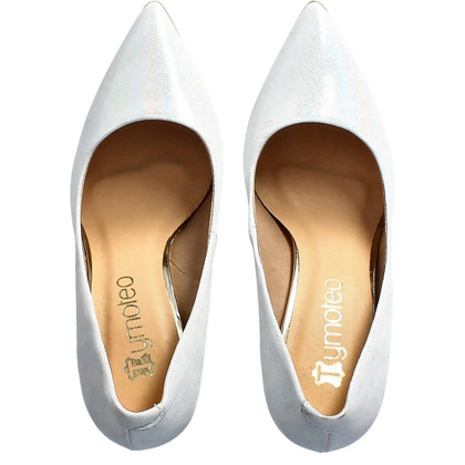 Czółenka ślubne ze skóry - TYMOTEO LAND SREBRNE