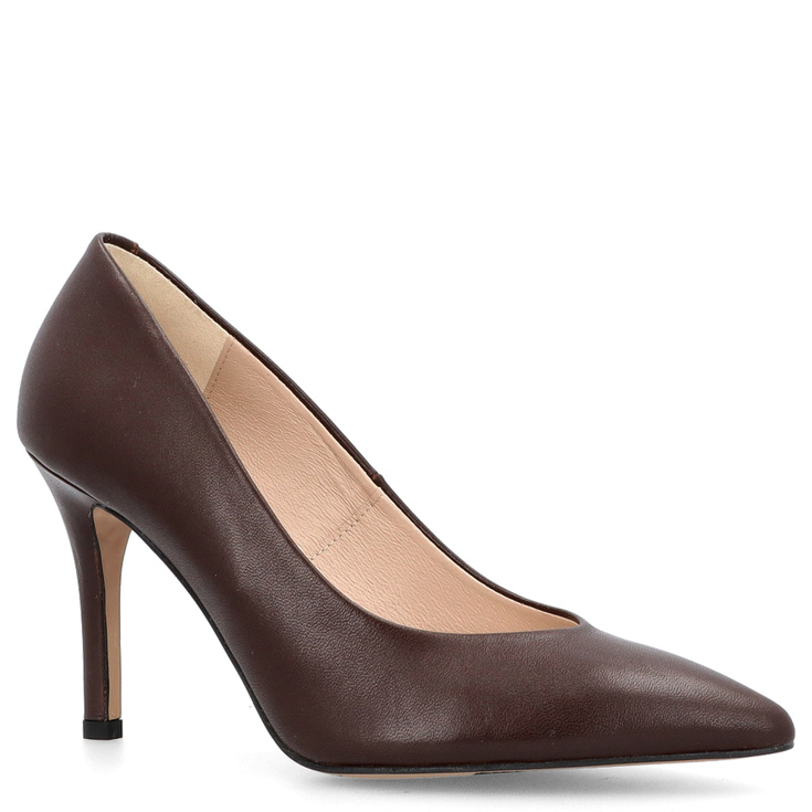 Klasyczne szpilki ze skóry - KOTYL 8523 CZEKOLADOWE