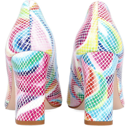 Skórzane czółenka na słupku - TYMOTEO DEAR KOLOROWE