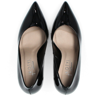 Eleganckie szpilki ze skóry lakierowanej - KOTYL 8517 CZARNE