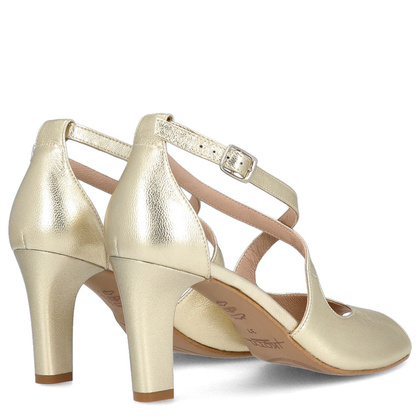 Taneczne sandałki ze skóry - KOTYL 4325 ZŁOTY LICO