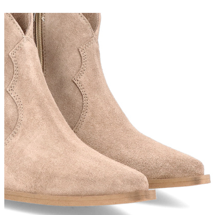 Krótkie kowbojki ze skóry - TYMOTEO G1074 BEŻOWE