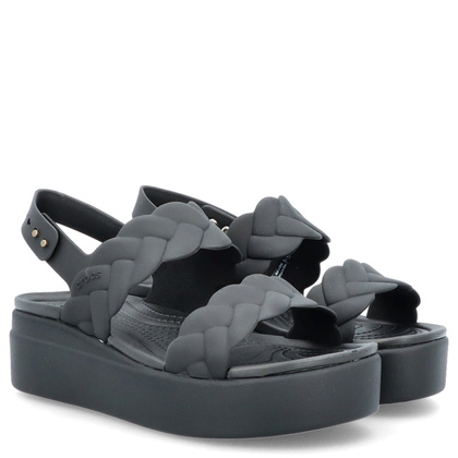Damskie sandały na platformie -CROCS BROOKLYN WOVEN UPPER LOW EDGE W 209977 CZARNE
