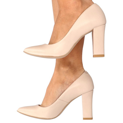 Czółenka ślubne ze skóry - TYMOTEO LAND BEŻOWE