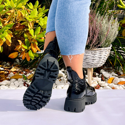 Botki na grubszym spodzie - LEMAR 60451 CZARNE