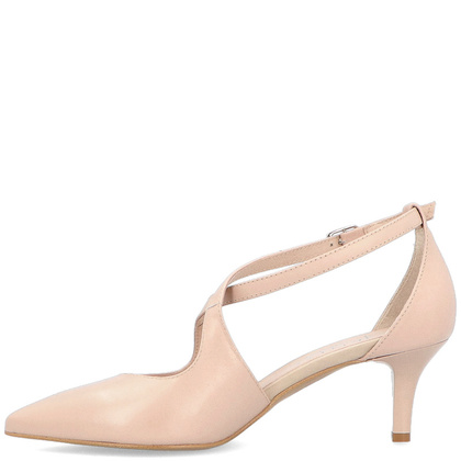 Buty ślubne na niskiej szpilce - KOTYL 5419 BEŻOWE