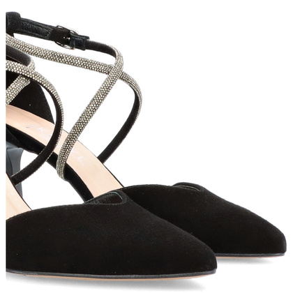 Szpilki z błyszczącymi paseczkami - KOTYL 3713 CZARNE