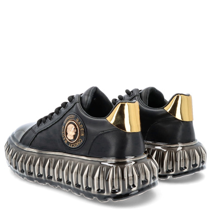 Skórzane sneakersy męskie - JOHN DOUBARE CC2881 CZARNE