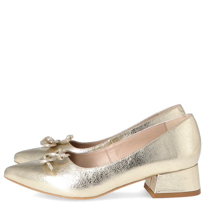 Czółenka na niskim obcasie - KOTYL 9925 ZŁOTY LICO