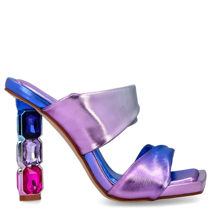 Hiszpańskie klapki na zdobnym obcasie - ALMA EN PENA V240504 FIOLETOWE