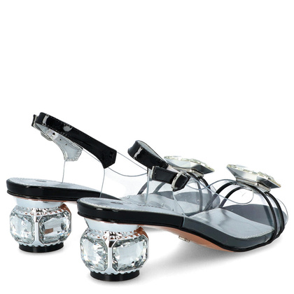 Silikonowe sandały na ozdobnym obcasie - SCAVIOLA S-236 CZARNE