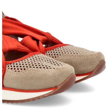 Hiszpańskie sneakersy na koturnie - GIOSEPPO 74059 BEŻOWO-CZERWONE