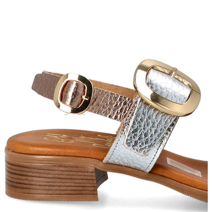 Eleganckie sandały ze skóry - OH! MY SANDALS 5609 ZŁOTO SREBRNE