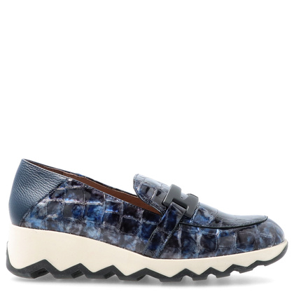 Hiszpańskie półbuty z klamrą - WONDERS C-7612 GRANATOWE