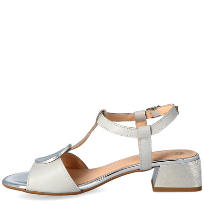 Eleganckie sandałki z ozdobą - TYMOTEO GABI SZARO SREBRNE