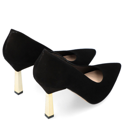 Szpilki z kontrastowym obcasem - KOTYL 8509 CZARNE