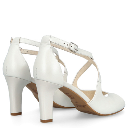 Taneczne sandałki ze skóry - KOTYL 4325 ECRU PERŁOWE