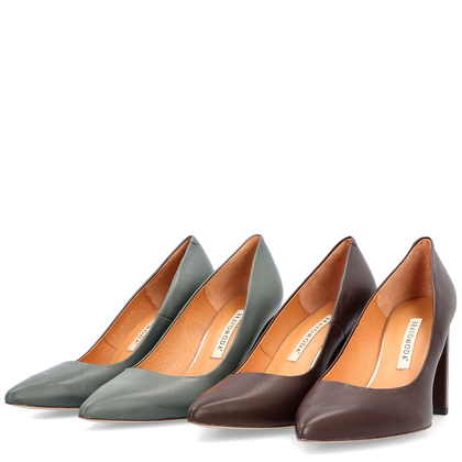 Czółenka na designerskim slupku - BRAVO MODA 0130 KHAKI