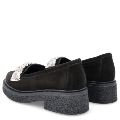 Eleganckie mokasyny z ozdobą - TYMOTEO L1055 CZARNE