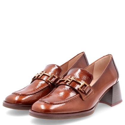 Lakierowane półbuty na obcasie - HISPANITAS HI243590 BRĄZOWE