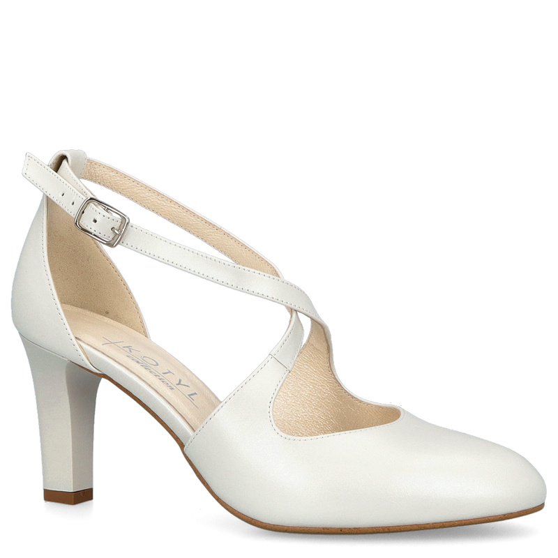 Taneczne czółenka, ślub - KOTYL 7079 PERŁOWE ECRU