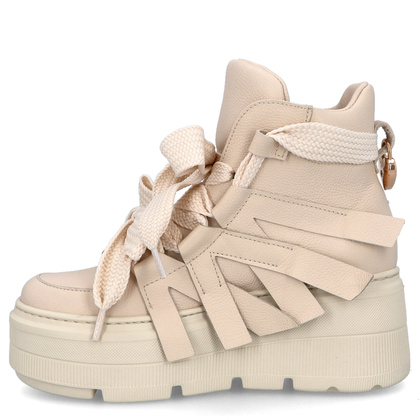 Wysokie sneakersy sznurowane - CHEBELLO 4561 BEŻOWE