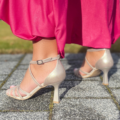 Skórzane sandałki do tańca - KOTYL 4370 ZŁOTY EF