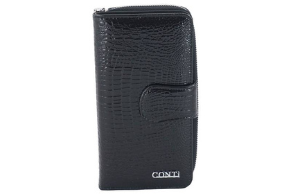 Lakierowany portfel damski - CONTI 116-A CZARNY