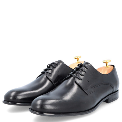 Skórzane półbuty męskie - TAPI A-6951 CZARNE