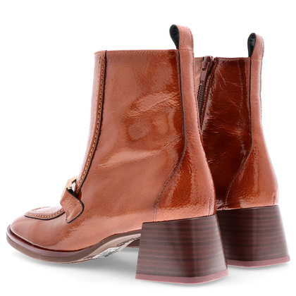 Lakierowane botki na słupku - HISPANITAS HI243727 BRĄZOWE