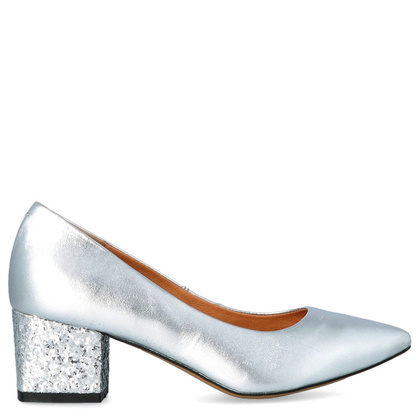 Czółenka na niskim obcasie - SIMEN 3767A SREBRNE