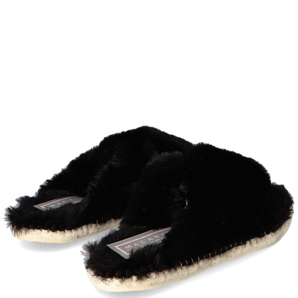 Ekskluzywne klapki z futerkiem - MACARENA VICO CZARNE