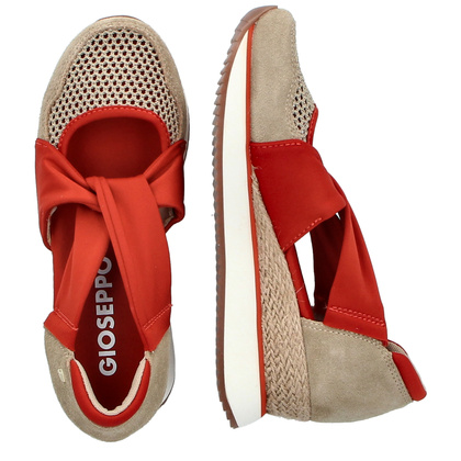 Hiszpańskie sneakersy na koturnie - GIOSEPPO 74059 BEŻOWO-CZERWONE