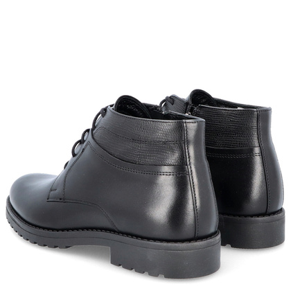 Skórzane buty męskie za kostkę - TAPI F-2446 CZARNE