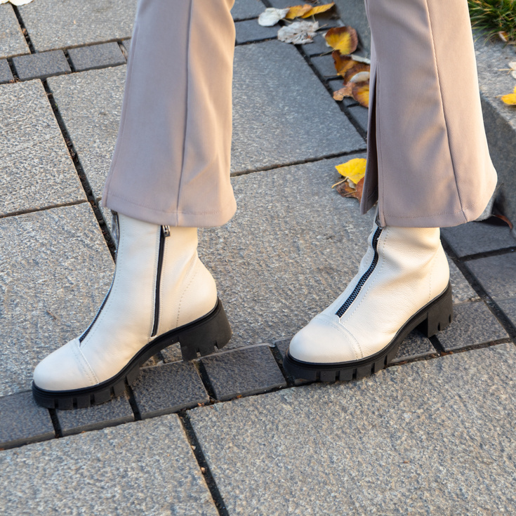 Wygodne botki ze skóry - SIMEN 3264A BEŻOWE