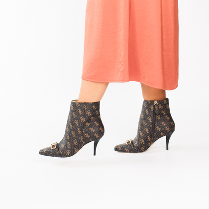 Botki na szpilce premium - GUESS SILENE2 FL8SILLEA10 BRĄZOWE