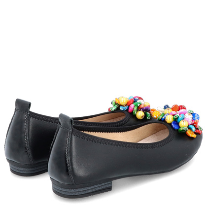 Skórzane baleriny z ozdobą - FILIPPO DP6159/24 CZARNE