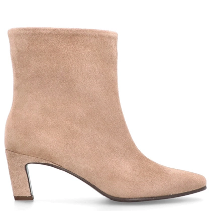 Skórzane botki na obcasie - TYMOTEO G1076 BEŻOWE