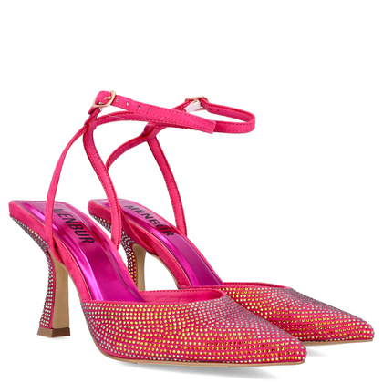 Błyszczące szpilki bez pięty - MENBUR 24789 FUKSJA