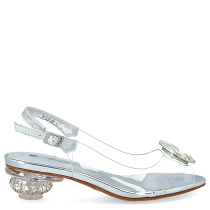 Sandały silikonowe na niskim obcasie - SCAVIOLA S-225 SREBRNE