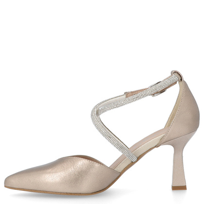 Szpilki ślubne z błyszczącymi paseczkami - KOTYL 3713 ZŁOTE