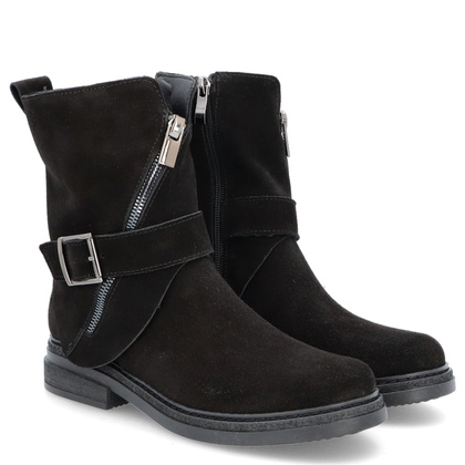 Płaskie botki ze skóry - TYMOTEO G1067 CZARNE